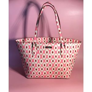 Kate Spade Ikat Posy Coral Small Dally Laurel Way Saffiano Leather Tote